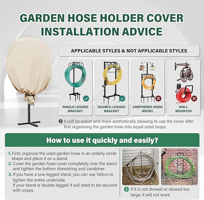 Garden Hose Holder Cover,Waterproof, Dustproof and Sun-Proof Protect Your Garden Hose and prolong its Life(30"W x 10"D x 30"H)(Cover Only）