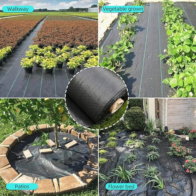 PioneerWorks 4ft x 250ft Premium Weed Barrier Landscape Fabric, 5oz Heavy Duty, Weed Control Fabric, High Permeability Good for Flower Bed, Driveway Fabric Ground Cover