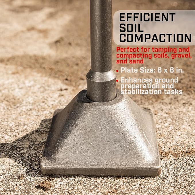 XtremepowerUS 1-1/8" Hex Tamper Shank & Plate (Tamper Shank and Plate) Chisel Dirt Compactor, Electric Jack Hammer 6 x 6 inch Compactor Plate