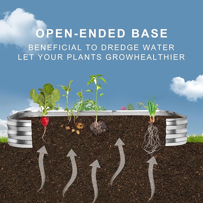 Galvanized Raised Garden Bed Kit, Large Metal Raised Garden Beds for Vegetables, Galvanized Planter Raised Garden Boxes Outdoor (2PCS)