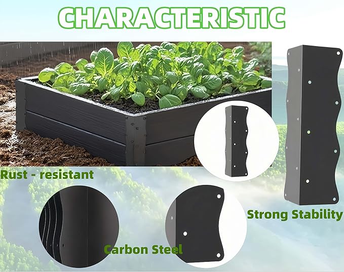 8 Pack Raised Garden Bed Corner Brackets Kit for 20"-24" Raised Bed, 11"x3”x3“ Heavy Duty L Shaped Garden Bed Connectors with Screws, Decorative Corner Braces for Planter Box, Furniture & Wood Fences