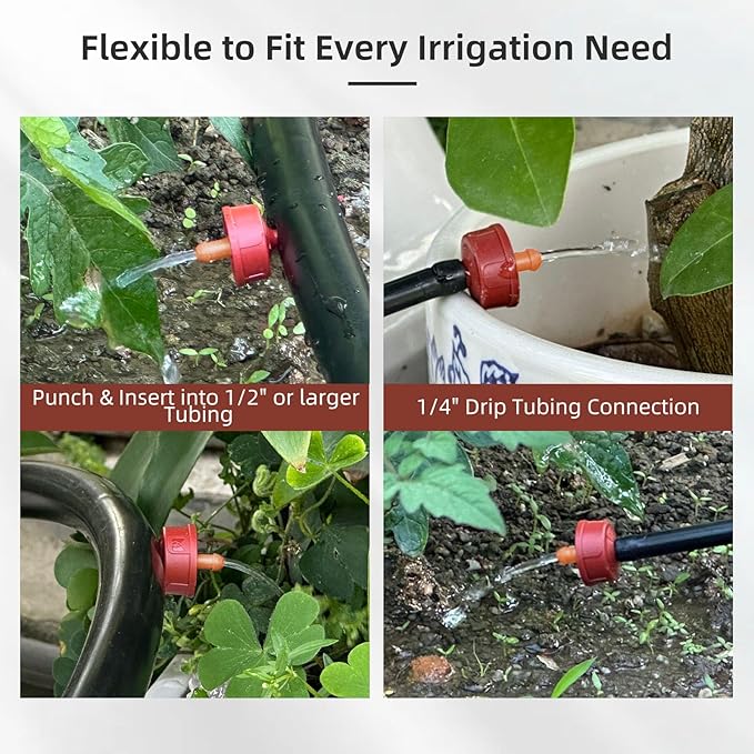 60PCS 3 GPH Pressure Compensating Drip Irrigation Spot Watering Drippers/Emitters, Self-Cleaning Constant Flow Drip Irrigation Emitters Heads Irrigation Drippers Parts for Drip Irrigation System
