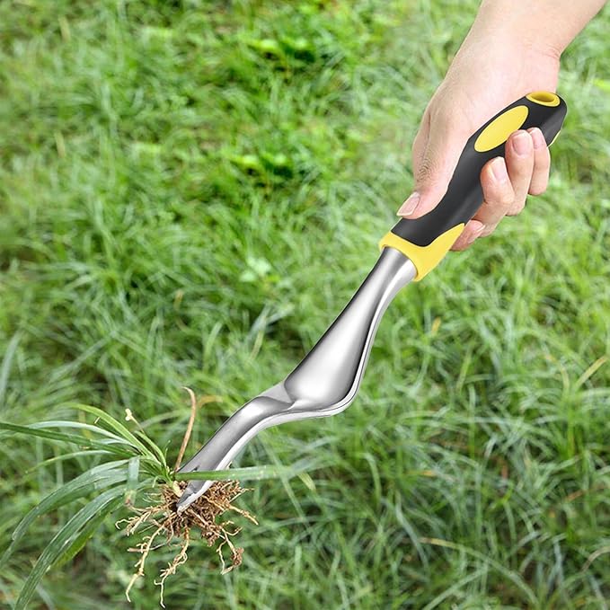 Weed Puller Hand Weeder Tool for Garden, Bend-Proof Leverage Base with V-Shaped Forks for Easy Weed Removal & Deeper Root Digging, Weeding Digger Tool with Ergonomic Handle for Farm Lawn Yard