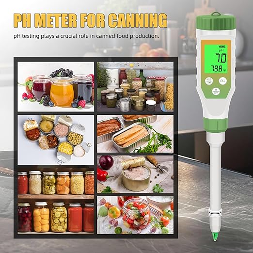 pH Meter for Food, Digital pH Tester with High Accuracy pH Probe for Sourdough and Bread, Food pH Meter for Fermentation Canning, Meat, Cheese, Solid Samples and Water