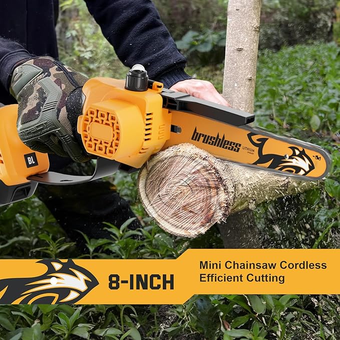 8 Inch Mini Chainsaw Compatible for De-walt Battery 20V MAX Handheld Electric Chainsaws,Battery Powered Portable Small Pruning Chain Saw for Tree Pruning Wood Cutting Trimming(ONLY TOOL)