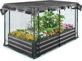 Quictent Galvanized Raised Garden Bed with Crop Cage Plant Protection Net Tent and Shade Cloth Kit Metal Planter Box Bottomless Planting Vegetables Outdoor Backyard Included T Tags Wing Nuts 6x3x1 Ft