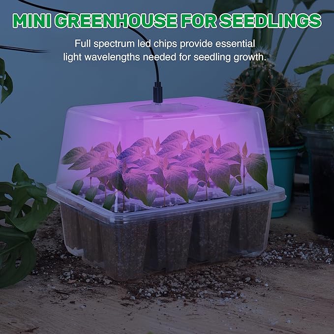 The Bundle of Bonviee 5 Packs Seed Starter Tray with Grow Light and 10 Packs Seed Starter Kit