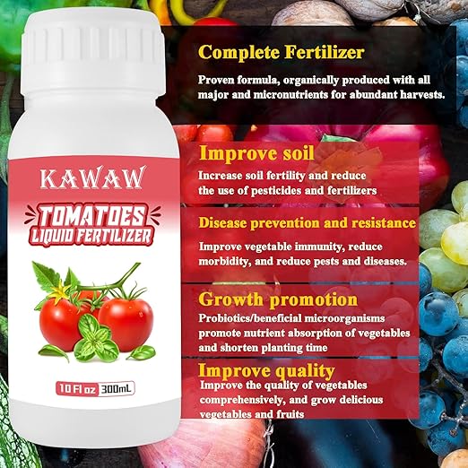Organic Tomato Fertilizer Liquid, Microbial Probiotic Plant Nutrient for Tomatoes & Vegetables, 300ML Concentrated Formula, Improves Leaf Greenness, Root Development & Healthy Growth