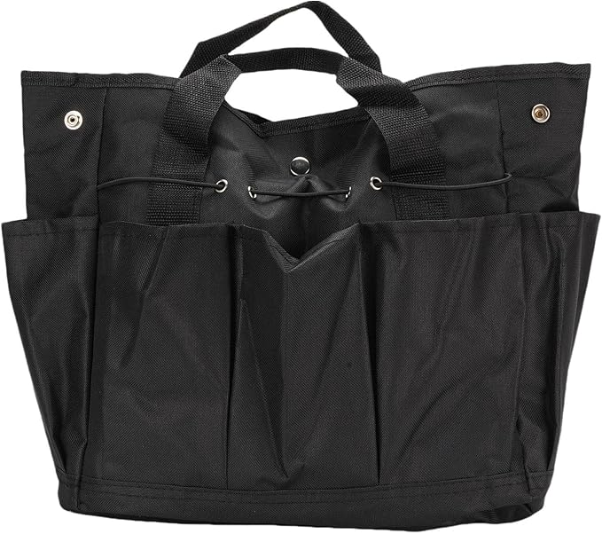 Garden Tool Organizer, Heavy Duty Oxford Cloth with Multiple Pockets Garden Tool Caddy, Storage Bag with Elastic Straps and Rainproof Design for Men and Women (Black)
