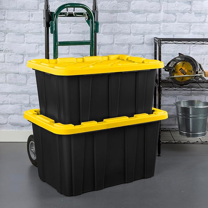 Sterilite 6-Pack Industrial Tote, Plastic Storage Container Bins with Lids, 17 Gallon - Heavy-Duty Organizing Containers for Closet, Bathroom, and Office