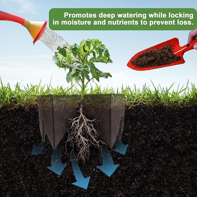 40Pcs Planting Grow Rings,7.8-11.8 Inch Interlocking Plant Barrier, Modular Garden Edging for Vegetables, Brown Adjustable Plant Support Circles for Moisture Retention & Weed Control