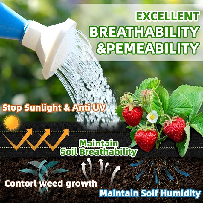 Shade&Beyond Custom 6ftx212ft Weed Barrier Fabric, 3.5oz Heavy Duty Landscape Fabric with Superior Permeability Weed Control, Garden Woven Ground Cloth with Staples