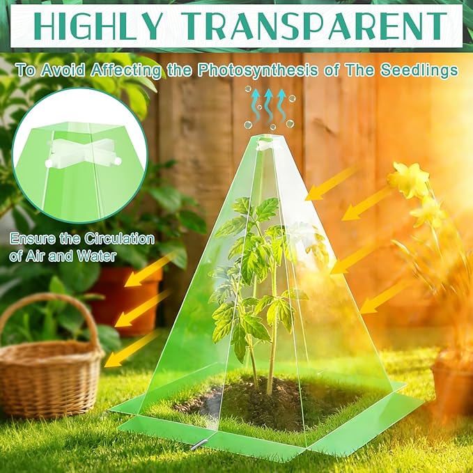 20 Packs 12"x 8" Garden Cloches for Plants,Plant Protectors from Animals,Plant Cages for Outdoor Plants,Plant Covers from Animals,Chicken Wire Cloche with Stakes for Protect Plants,Seedling,Vegetables
