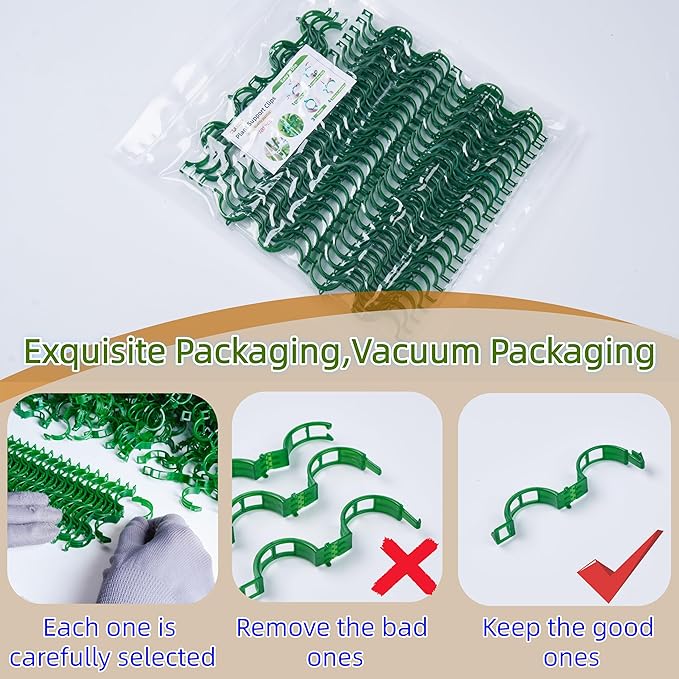 200Pcs Garden Vine Plant Support Clips,Plastic Fixing Clips for Securing and Training Climbing Plants,Tomatoes,Grapes,Vine Vegetables and Potted Plant (200, White)