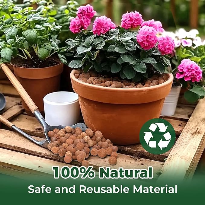 T4U Leca Clay Pebbles for Plants, 1.5qt 10-20 mm Clay Balls for Indoor Plants, Natural Clay Pebbles for Orchid Potting Mix, Hydroponic, Leca Pots, Plant Drainage, Garden Soil