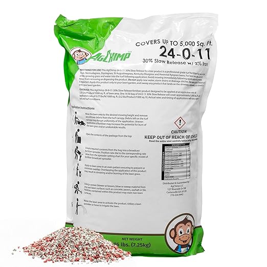 24-0-11 Professional Lawn Maintenance Fertilizer, 16lbs - 24% Quick-Release and 30% Slow-Release Nitrogen Blend for Immediate Green-up and Continuous Turf Growth - Covers 5,000 sq ft