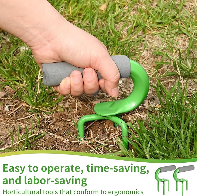 Earth Tiller，Pot Tiller，Loosen The Claws，Hand Tiller Claw Cultivator,Loosen The Gripper manually,Garden Weeder Tool for Vegetable Gardening Planting (Green)