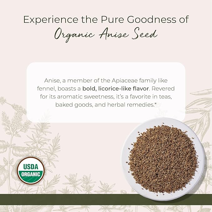 Starwest Botanicals Organic Anise Seed - Loose Herb for Tea & Baking, Dried Anise Seeds for Herbal Blends, Bulk Pack, Sweet & Aromatic Spice, Certified Kosher, Non-GMO - 1 lb Bag