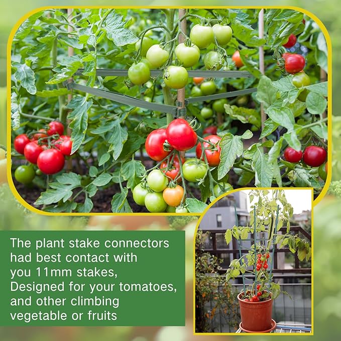 Geelin 100pcs Stake Arms for Tomato Cage Expandable Trellis Connectors for Tomato Cage Attach Plant Stakes Climbing Plants Garden Plants Vegetables (11.81in)
