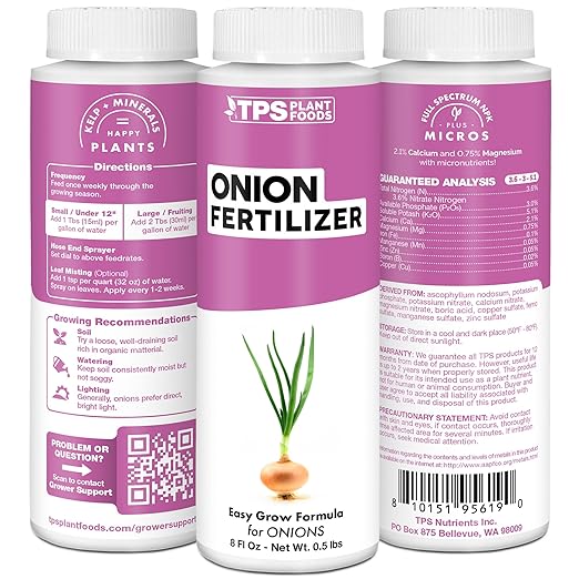 Onion Fertilizer for Onion Plants, Also Great for Garlic, Shallots, and Other Alliums, Liquid Fertilizer by TPS Plant Foods, 32 oz (1 Quart)
