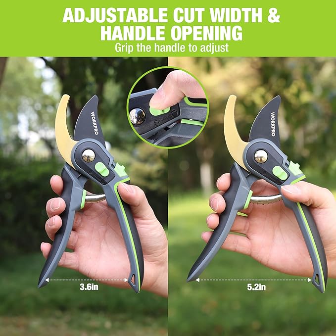 WORKPRO Bypass Pruning Shears, 9" Professional Garden Shears, Premium Steel Garden Clippers, Titanium Coated Garden Tool, Cuts Up to 3/4 Inch