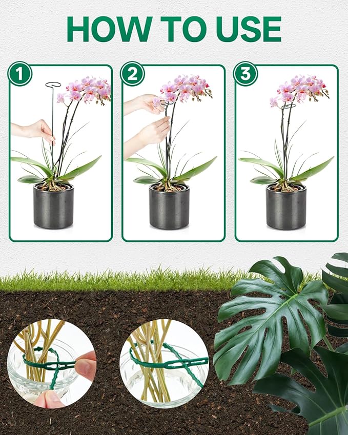 Breeze Touch 20 Pack Plant Stakes, 23.6 Inch Plant Support Stakes with 15 Twist Ties, Plant Sticks Support, Flower Stakes for Plants Peony, Tomato Seedling, Marigold, Amaryllis, Sapling, Coreopsis