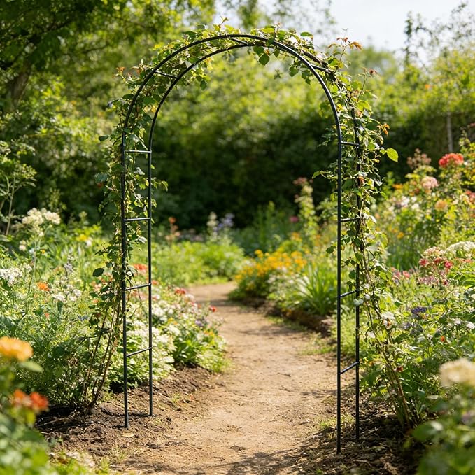 Metal Garden Arch Trellis for Climbing Plants Outdoor, Garden Arbors and Arches, Wedding Arch Frame Archway, Christmas Party Decoration