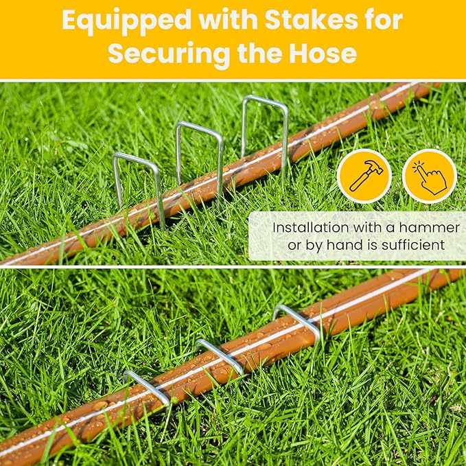 LINEX Sprinkler Soaker Hose 20 ft 2 pack for Garden, Watering Hose with Holes, High-Efficiency Sprinklers System for Lawn and Garden with Staples