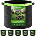 Grow Bags 6 Pack 2MM 400G More Heavy Duty Thickened Nonwoven Garden Plant Fabric Pots (Black, 5 Gallon)
