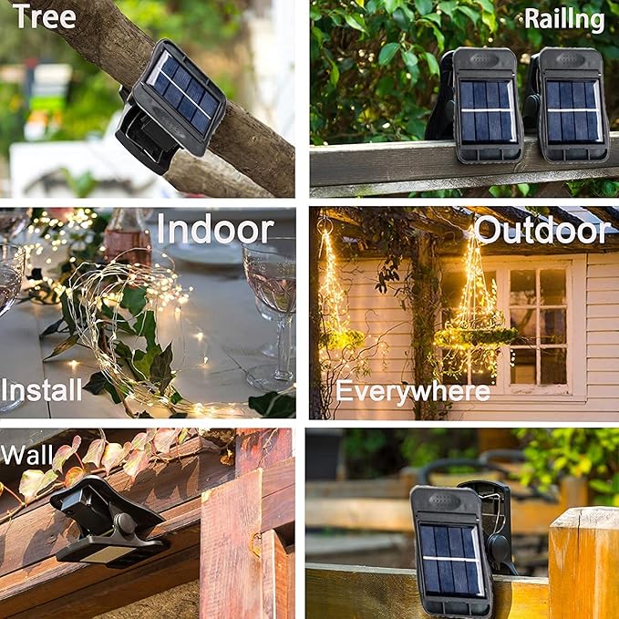 YITING 10 Strands 200 LEDs Solar Powered Twinkle Firefly Bunch Lights Waterproof (No Watering can) 8 Modes Fairy Starry String Lights Decorative Vine Solar Lights for Outdoor Garden Christmas Tree