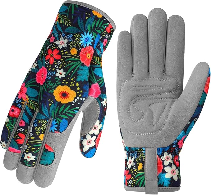 Trifabricy Gardening Gloves for Women, Breathable Leather Garden Gloves with Grip, Thorn-Proof Puncture-Resistant Work Gloves