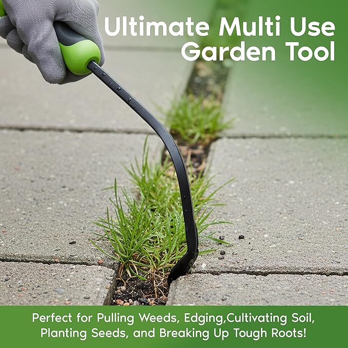 Garden Guru Hook Weeder Tool & Cultivator with Ergonomic Handle – High Carbon Steel Root Weed Puller Cultivator for Dandelion Weeding, Digging, Edging, Planting - Lightweight & Rust Resistant (4 Pack)