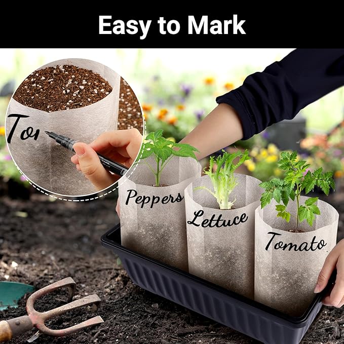 Fabric Grow Bags - 11.8x12.6 inches Breathable Seed Starter Plant Grow Bags for Seedling Pots, Nursery Pots for Plants, 100pcs