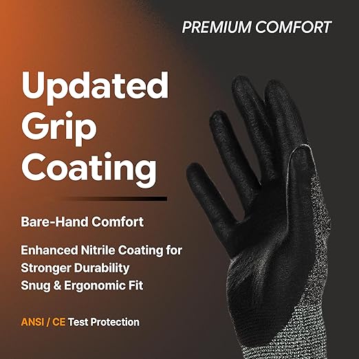 DEX FIT Nitrile Work Gloves FN330, 3D-Comfort Stretchy Fit, Firm Grip, Thin & Lightweight, Touch-Screen Compatible, Durable, Breathable & Cool, Machine Washable; Blue L (9)