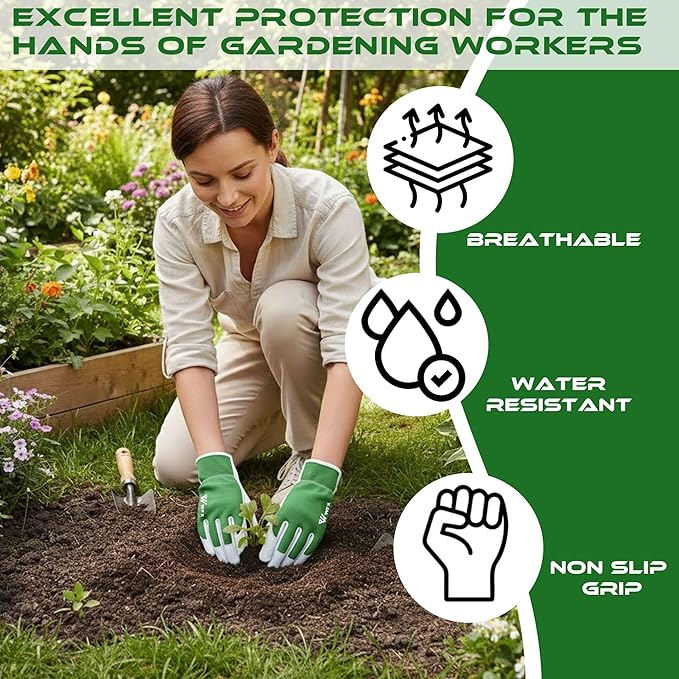 Work Gloves Gardening Breathable Rigger Palm Gardening Gloves Ladies Mens Gripper Utility Leather Thorn Proof