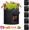iPower 5-Pack 10-Gallon Potato Grow Bags Planter Pots with Handle, Access Flap and Visual Window, Easy to Harvest, Thickened Non-Woven Aeration Fabric Container for Tomato, Carrot, Fruits, Vegetables