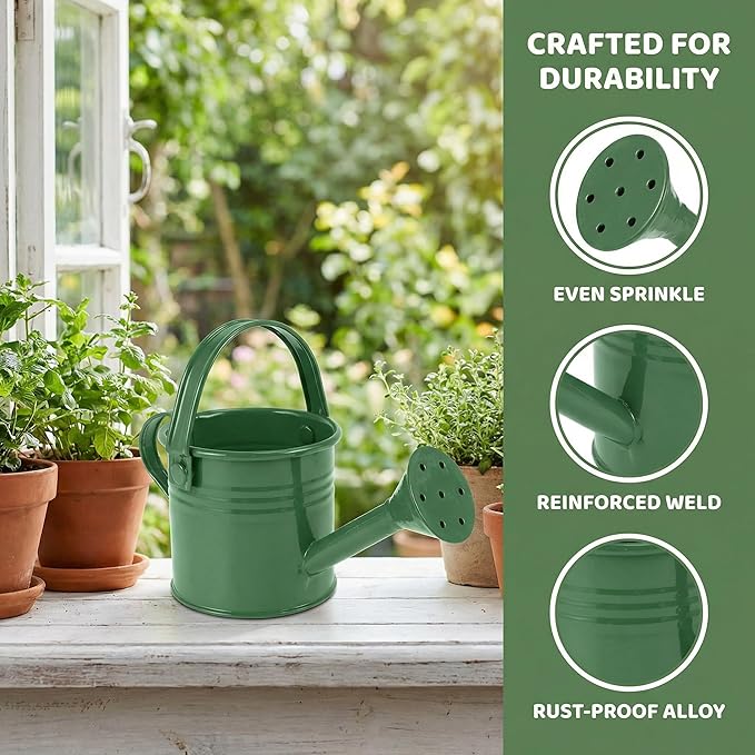 Kids Metal Watering Can, 6pack Small Iron Watering Can for Gardening Succulents Houseplants Bonsai, Mini Water Pot for Children Sprinkling Bucket (Mixed Style: Pink, Green, Yellow, Beige, Blue, Red)