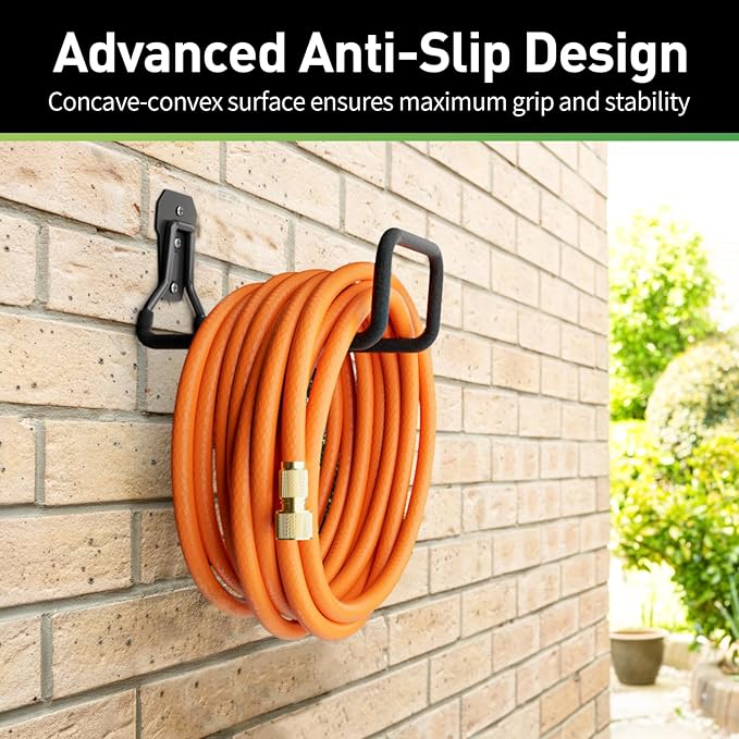 Garden Hose Holder: Hose Hanger Wall Mount Metal for Outside - Heavy Duty Water Reel Organizer - Sturdy Durable Storage Rack with Hook Ideal for Garden Yard Garage Lawn