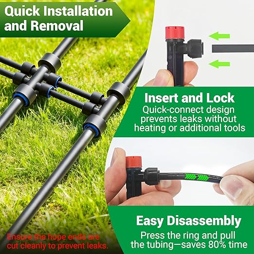 100FT Drip Irrigation System for Garden, 2026 Upgraded DIY Automatic Plant Watering Kit with Push-Fit Connectors, 30 Water-Saving Adjustable Drip Emitters for Yard, Lawn & Greenhouse