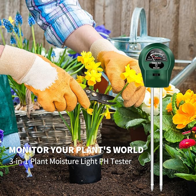 2 PCS 3-in-1 Soil Test Kit No Battery Needed with Digital Moisture pH Light Tester for Garden Lawn Farm Indoor Outdoor Plants Houseplants