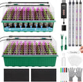 120 Cell Seed Starter Trays Self Watering with LED Grow Light – 2 Pack 60 Cells Seed Starting Kit with Humidity Domes, Tools & Labels for Indoor Gardening