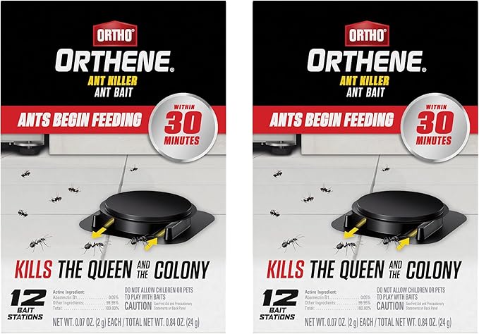 Ortho Orthene Ant Killer Ant Bait, Indoor Ant Killer, Kills The Queen and The Colony, 12 Stations, 2-Pack