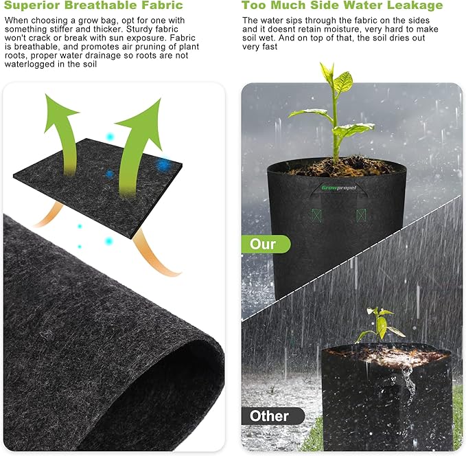 Tall Fabric Pots for Plants, 20 Gallon 2 Pack Cloth Grow Bags with Short Handles, Taller Design for Deep Root Vegetables, Washable Reusable Plant Pots for Garden Patio Pond
