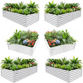 A ANLEOLIFE 6-Piece 18 Inch Tall Antique White Raised Garden Beds Kit, Rectangular & Square Planters for Organized Backyard Gardens