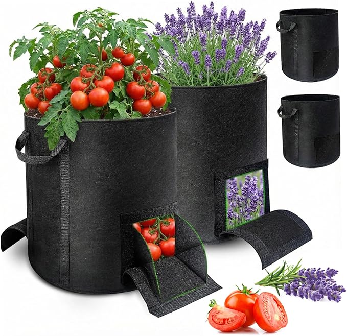 Potato Grow Bags 2PCS 15 Gallon Grow Bags with Harvest & Visible Windows Nonwoven Fabric Potato Planter with Handle for Taro, Beets, Carrots, Onions Fabric for Growing Potatoes