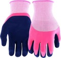 Miracle Gro Women's Double Dipped Sandy Foam Latex Gardening Work Gloves, Water Resistant, Excellent Grip, Pink/Purple, Small