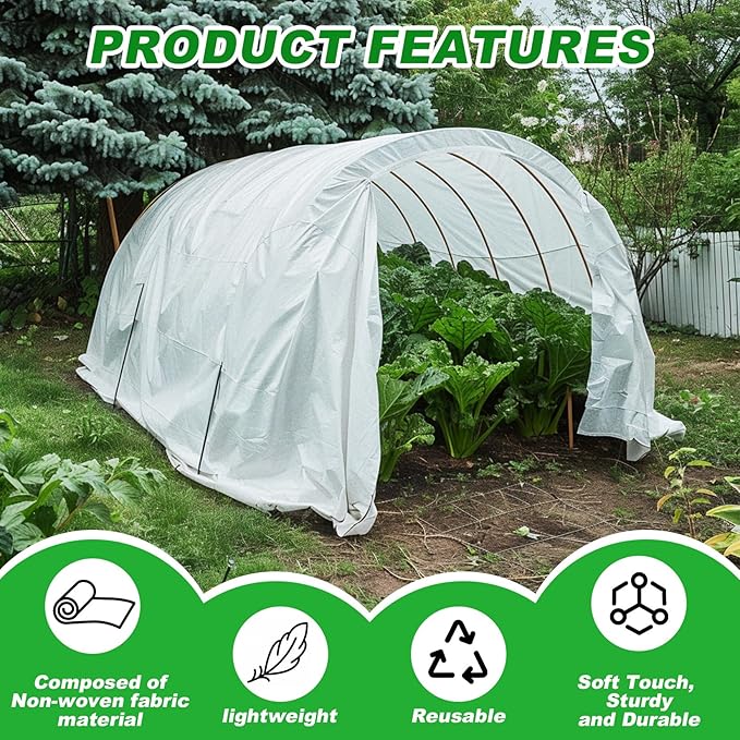 MAQIHAN Plant Covers Freeze Protection - 4.9 ft x 16 ft Non-Woven Plant Cover, Frost Cloth Winter Freeze Protection, Reusable Floating Row Frost Blankets for Outdoor Garden Cold Weather Snow