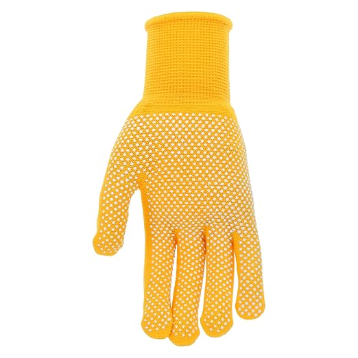 Mud - Women's Everyday Mud, Mini-Dot Palm, 2 PK, Nylon Knit, Lightweight Garden Gloves, Saffron & Mint Colored, Medium/Large (MD35001M-WML2P)