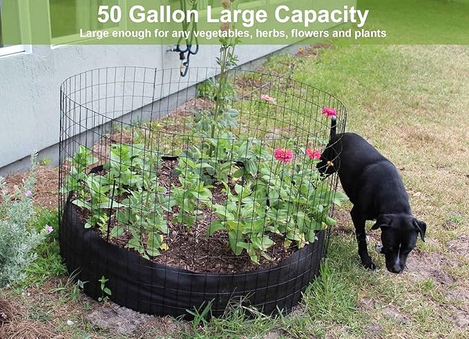 Raised Garden Bed, 2-Pack 50 Gallon Round Fabric Garden Grow Bags - Heavy Duty Breathable Fabric Planter Containers for Gardening Vegetables, Herbs, and Plants - Outdoor