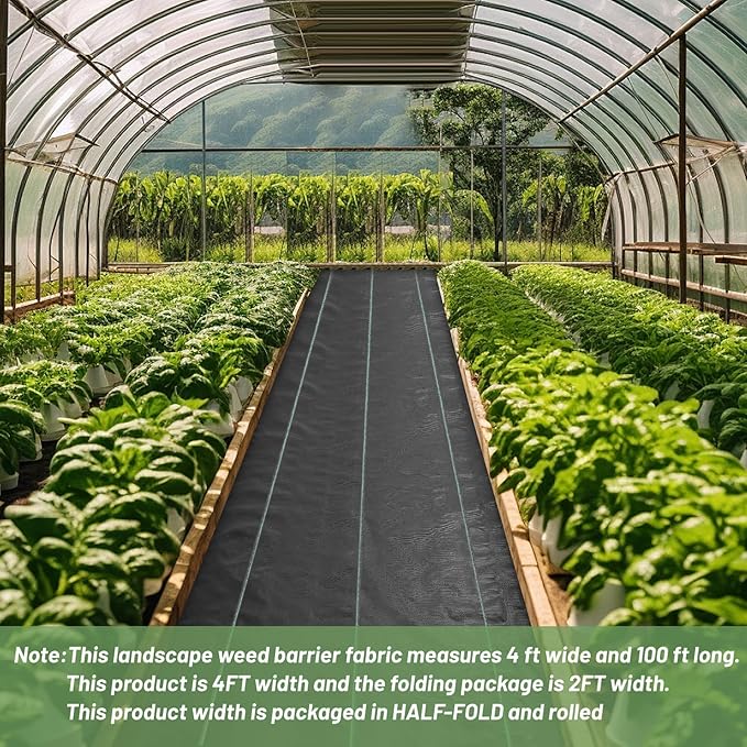6ftx300ft Weed Barrier Landscape Fabric Heavy Duty, Woven Weed Control Cloth, Woven Geotextile Fabric for Underlayment, Commercial Driveway Weed Block Cover Mat,with 1 Pair of Gloves